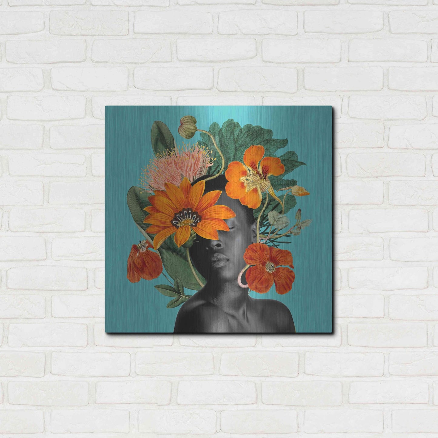 Luxe Metal Art 'Tangerine Tropics I' by Grace Popp, Metal Wall Art,24x24