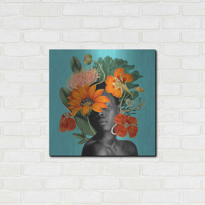 Luxe Metal Art 'Tangerine Tropics I' by Grace Popp, Metal Wall Art,24x24