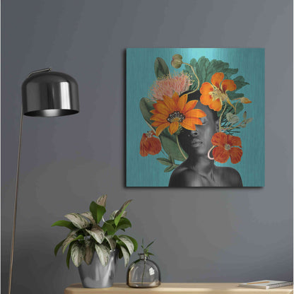 Luxe Metal Art 'Tangerine Tropics I' by Grace Popp, Metal Wall Art,24x24