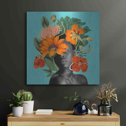 Luxe Metal Art 'Tangerine Tropics I' by Grace Popp, Metal Wall Art,24x24