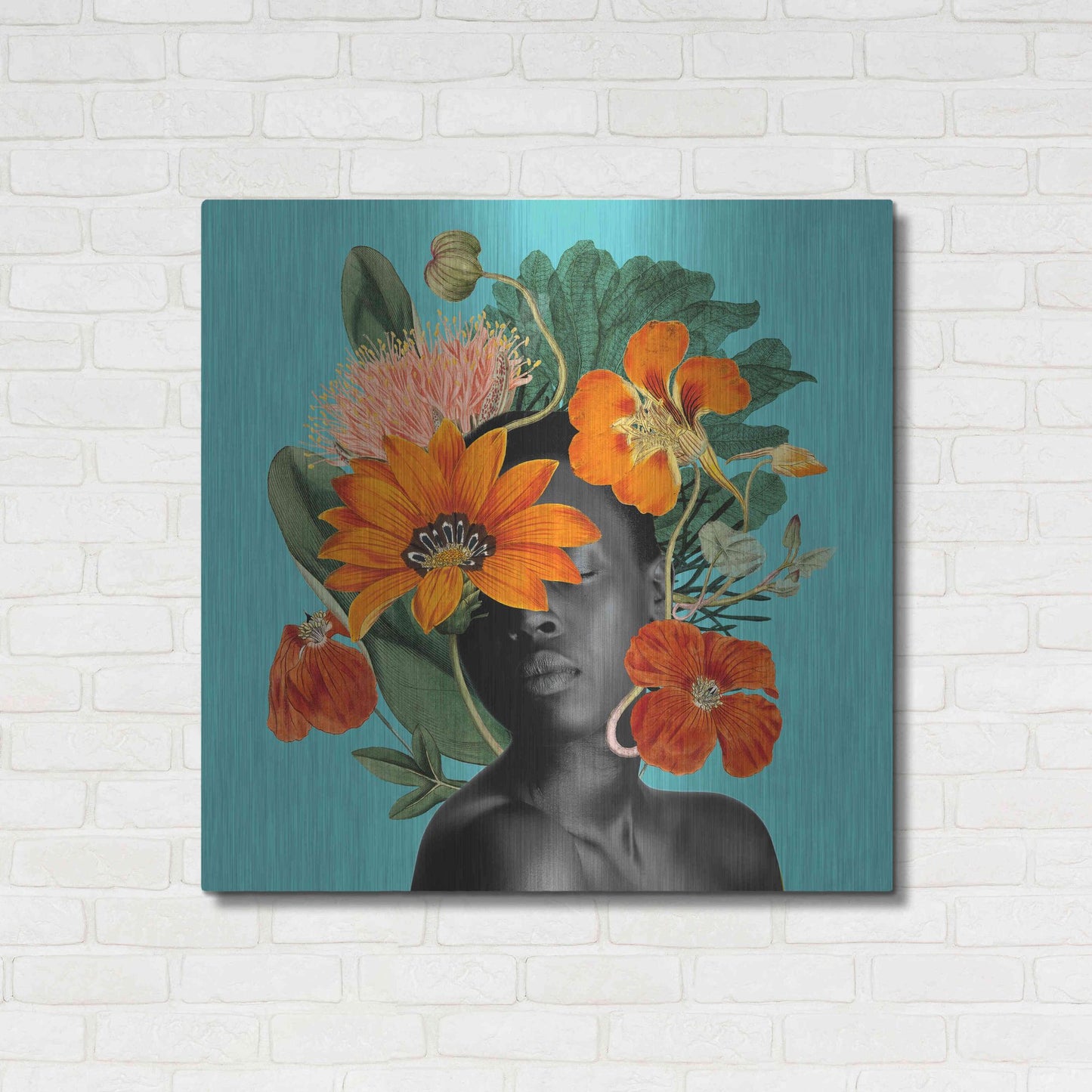 Luxe Metal Art 'Tangerine Tropics I' by Grace Popp, Metal Wall Art,36x36