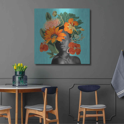 Luxe Metal Art 'Tangerine Tropics I' by Grace Popp, Metal Wall Art,36x36