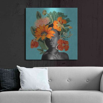 Luxe Metal Art 'Tangerine Tropics I' by Grace Popp, Metal Wall Art,36x36