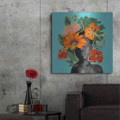 Luxe Metal Art 'Tangerine Tropics I' by Grace Popp, Metal Wall Art,36x36