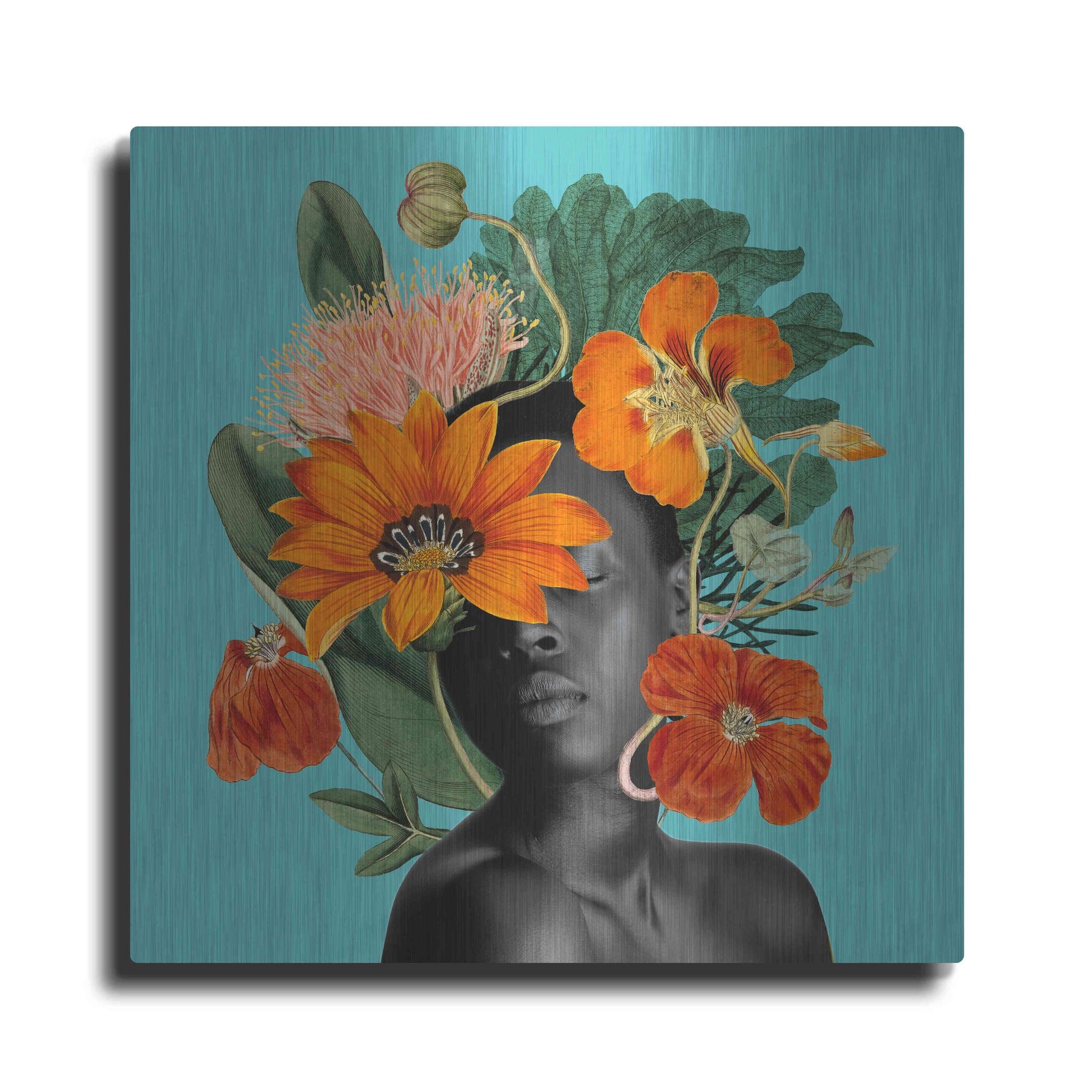 Luxe Metal Art 'Tangerine Tropics I' by Grace Popp, Metal Wall Art