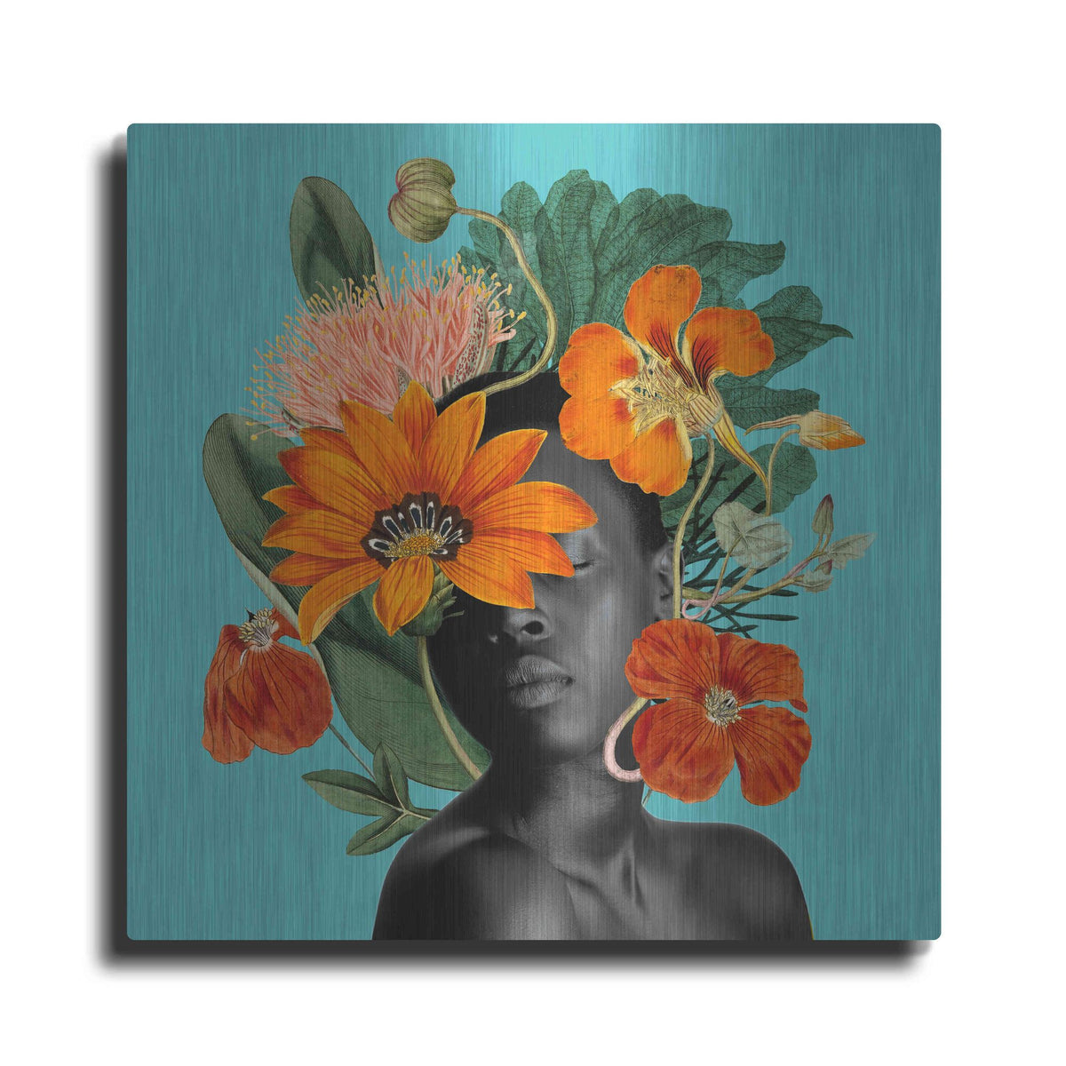 Luxe Metal Art 'Tangerine Tropics I' by Grace Popp, Metal Wall Art