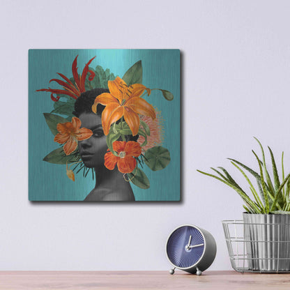 Luxe Metal Art 'Tangerine Tropics II' by Grace Popp, Metal Wall Art,12x12