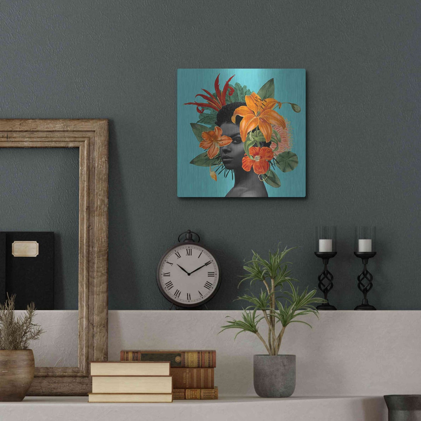 Luxe Metal Art 'Tangerine Tropics II' by Grace Popp, Metal Wall Art,12x12