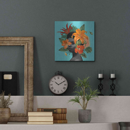 Luxe Metal Art 'Tangerine Tropics II' by Grace Popp, Metal Wall Art,12x12