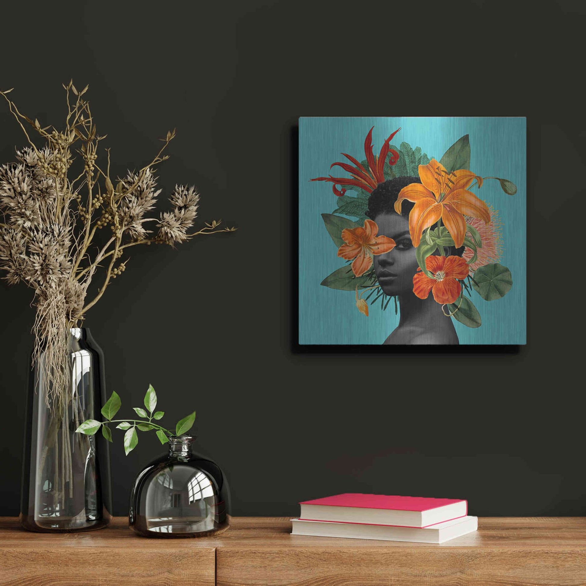Luxe Metal Art 'Tangerine Tropics II' by Grace Popp, Metal Wall Art,12x12