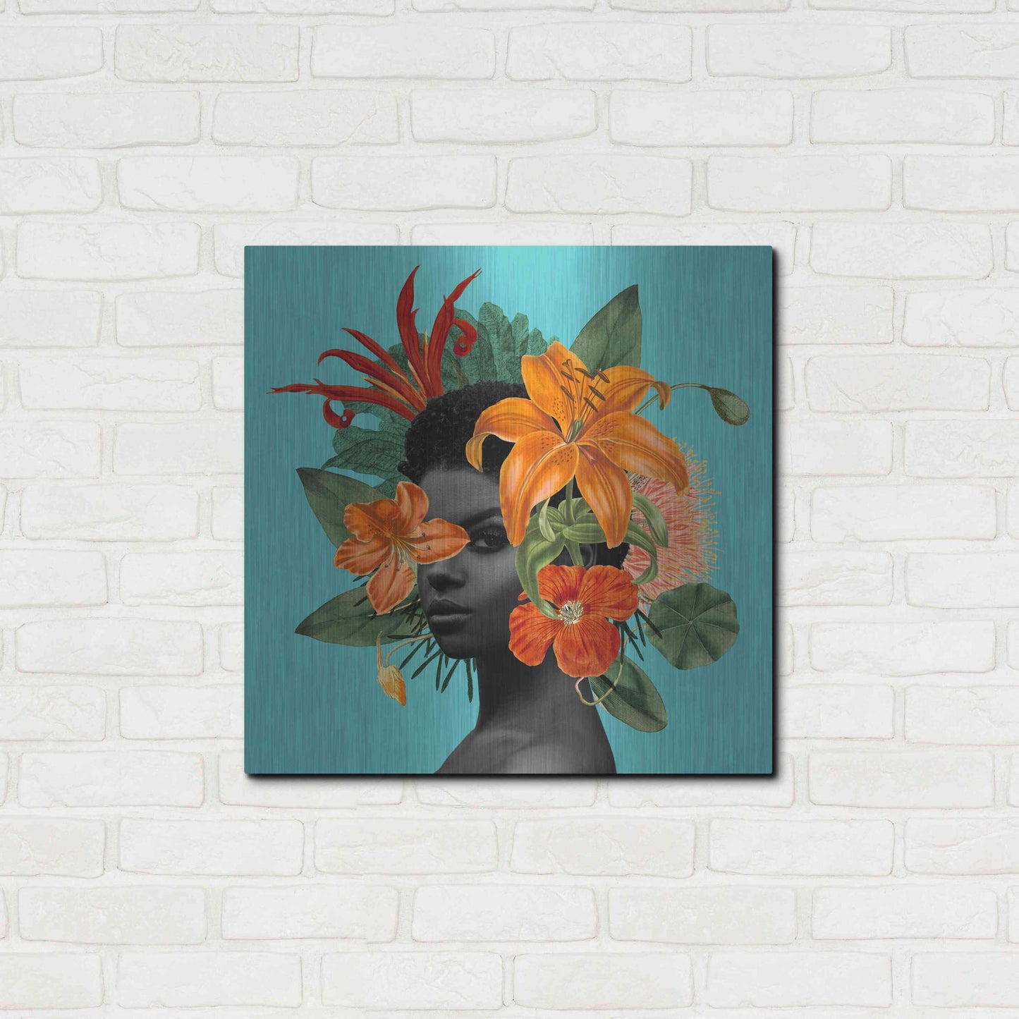 Luxe Metal Art 'Tangerine Tropics II' by Grace Popp, Metal Wall Art,24x24