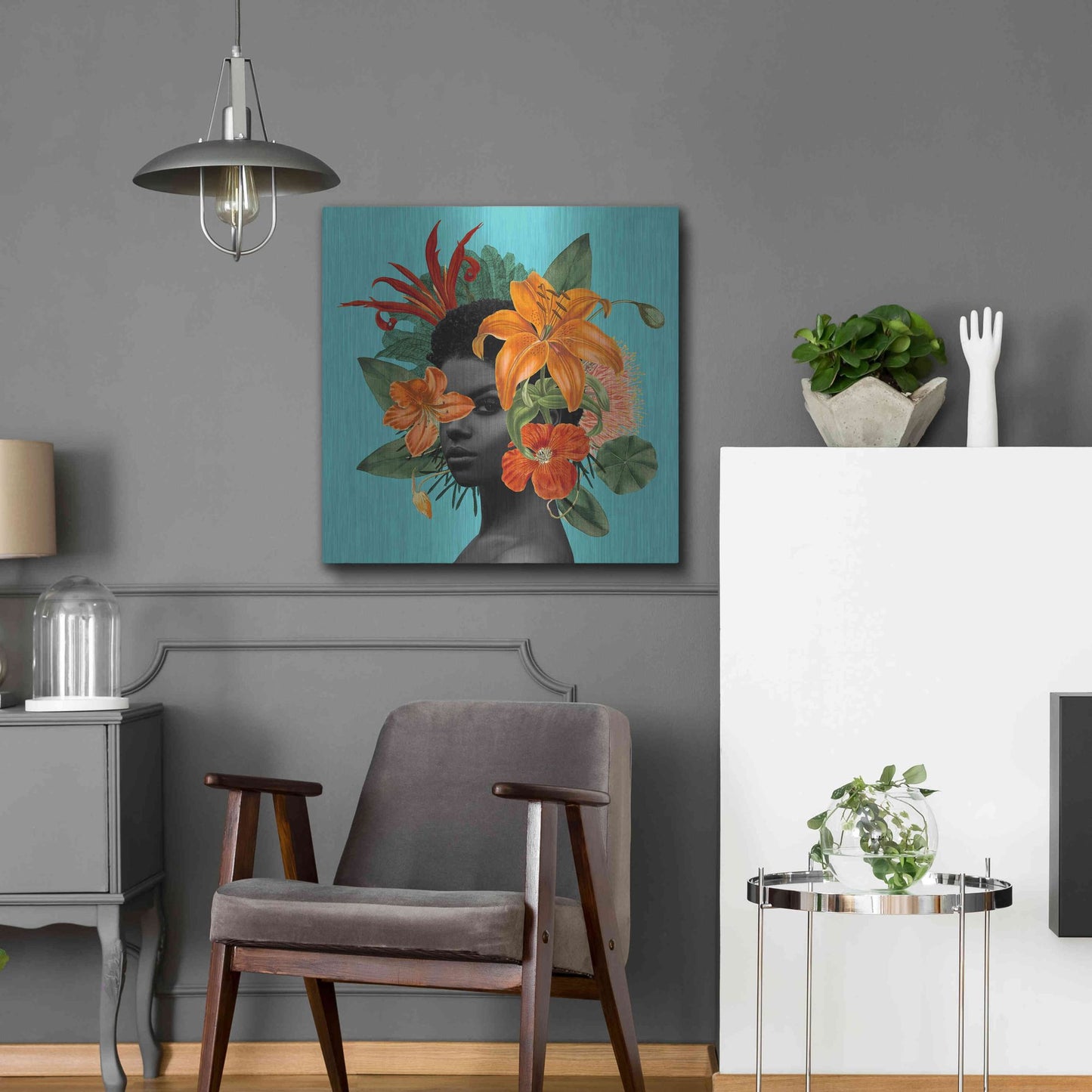 Luxe Metal Art 'Tangerine Tropics II' by Grace Popp, Metal Wall Art,24x24