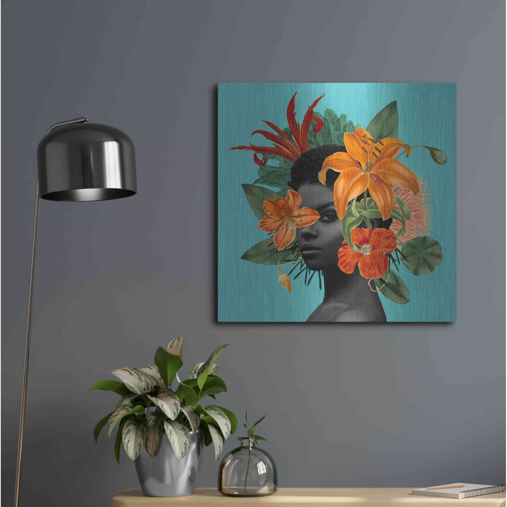 Luxe Metal Art 'Tangerine Tropics II' by Grace Popp, Metal Wall Art,24x24