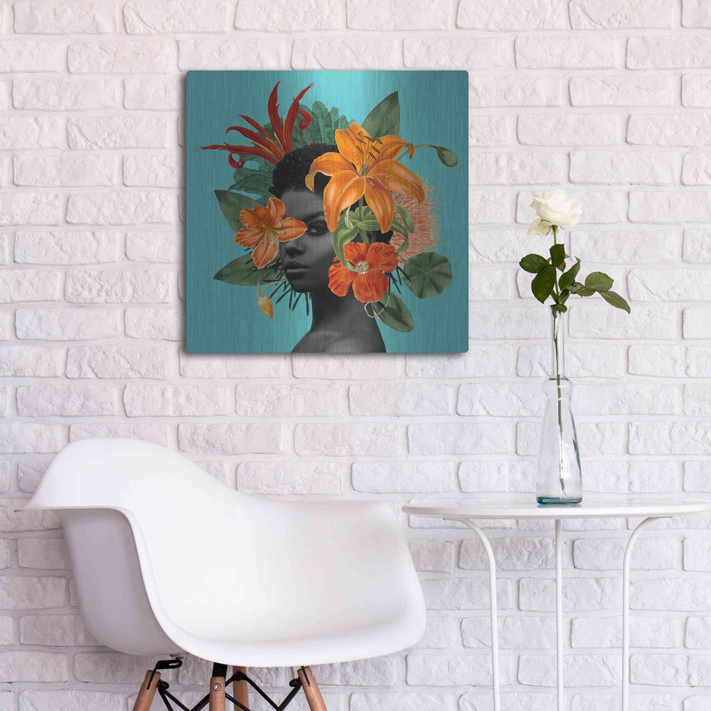 Luxe Metal Art 'Tangerine Tropics II' by Grace Popp, Metal Wall Art,24x24