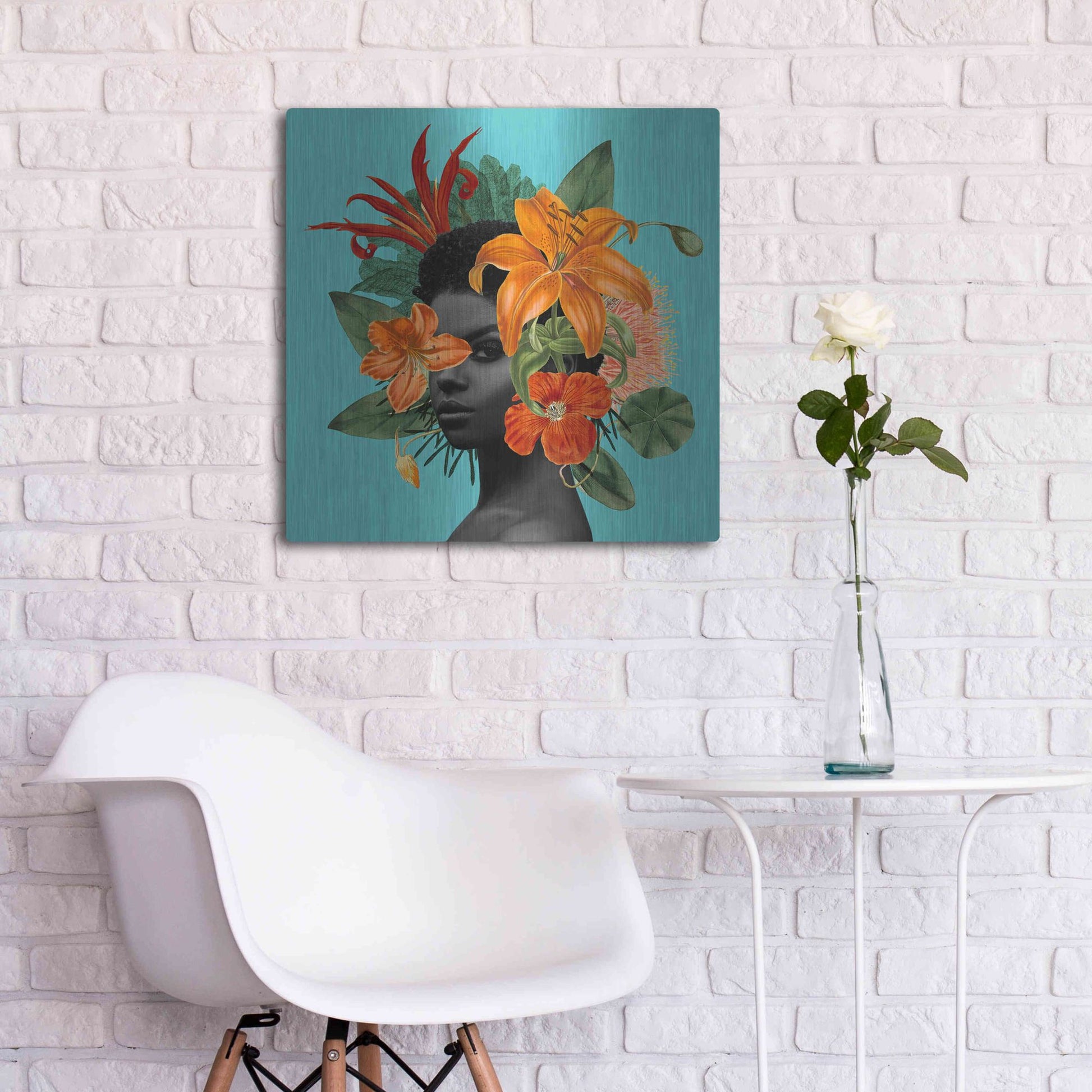 Luxe Metal Art 'Tangerine Tropics II' by Grace Popp, Metal Wall Art,24x24