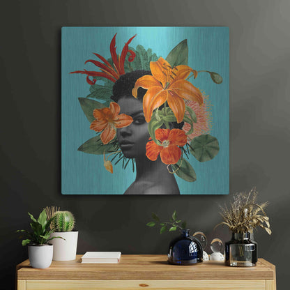 Luxe Metal Art 'Tangerine Tropics II' by Grace Popp, Metal Wall Art,24x24