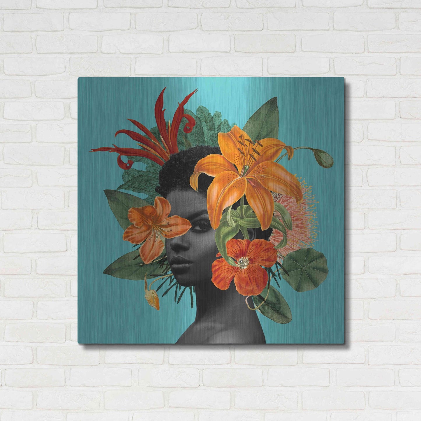 Luxe Metal Art 'Tangerine Tropics II' by Grace Popp, Metal Wall Art,36x36
