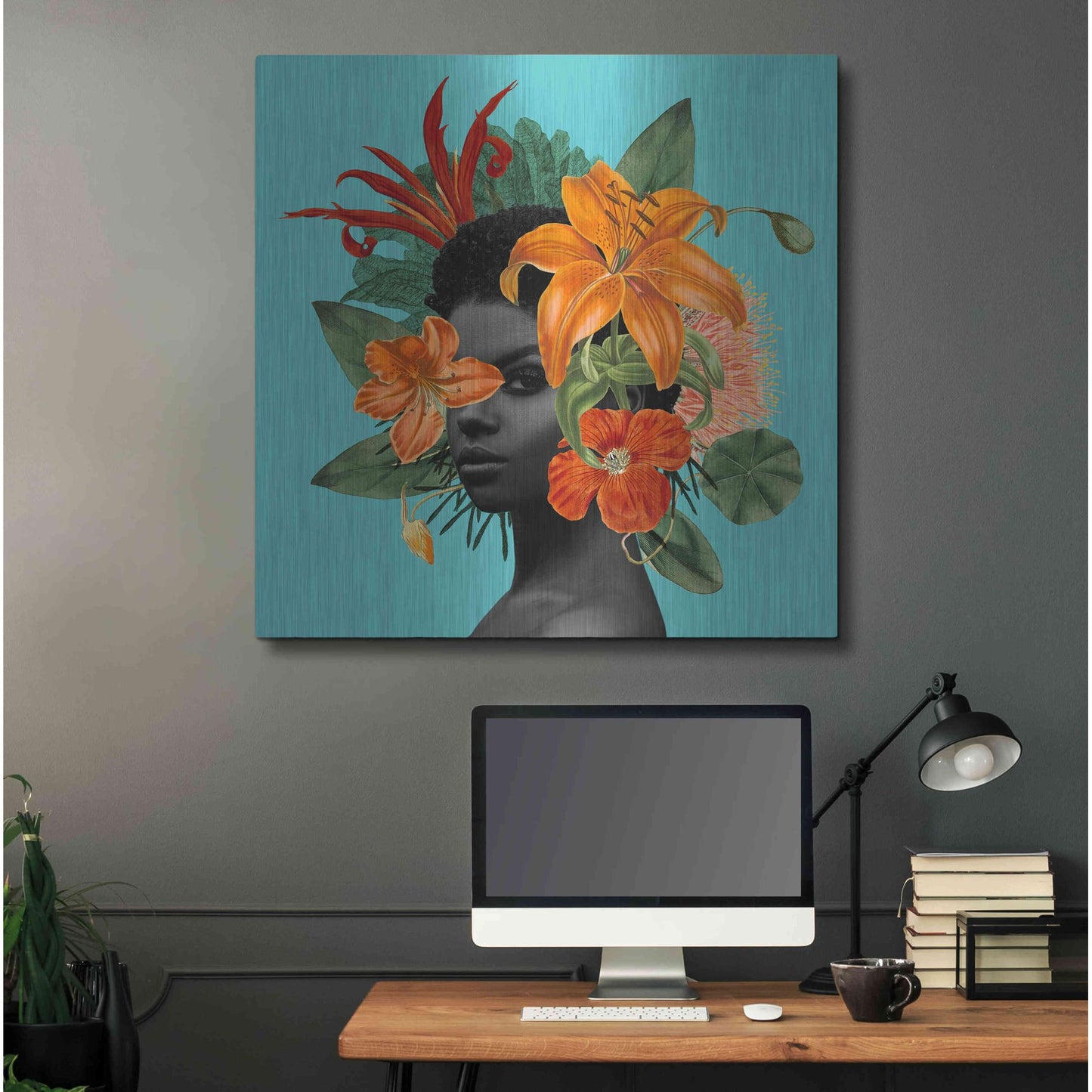 Luxe Metal Art 'Tangerine Tropics II' by Grace Popp, Metal Wall Art,36x36