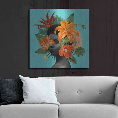 Luxe Metal Art 'Tangerine Tropics II' by Grace Popp, Metal Wall Art,36x36