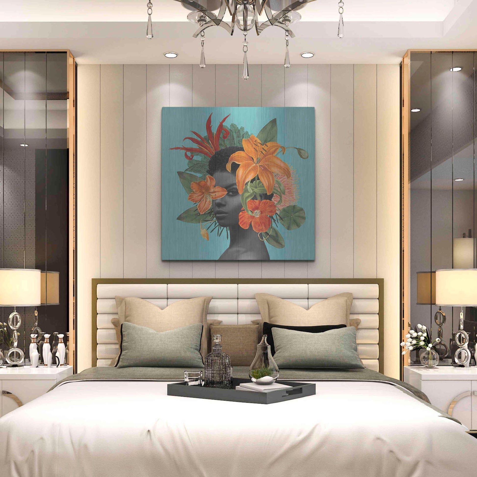 Luxe Metal Art 'Tangerine Tropics II' by Grace Popp, Metal Wall Art,36x36