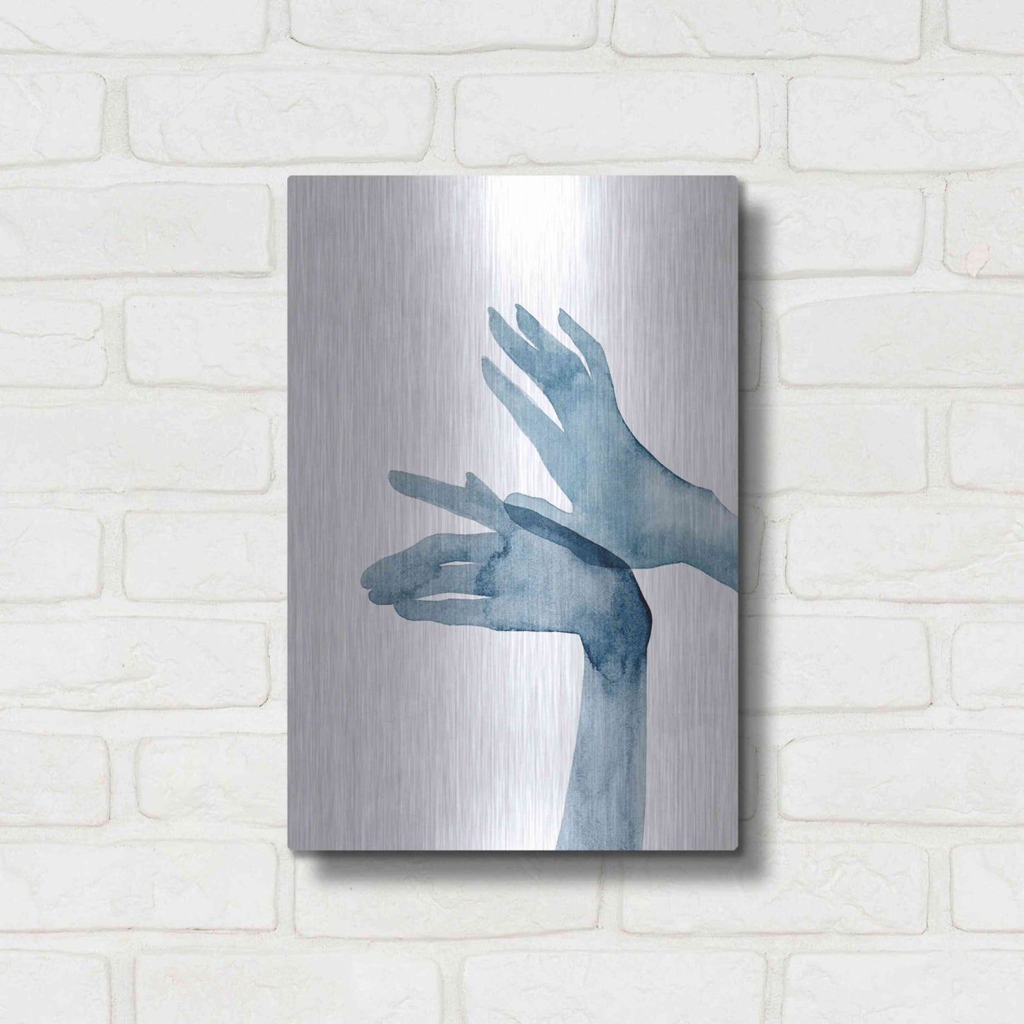 Luxe Metal Art 'Shadow Hands I' by Grace Popp, Metal Wall Art,12x16