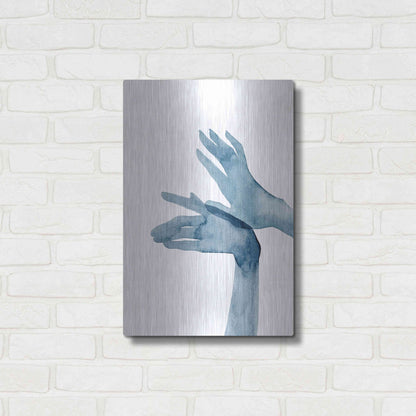 Luxe Metal Art 'Shadow Hands I' by Grace Popp, Metal Wall Art,16x24
