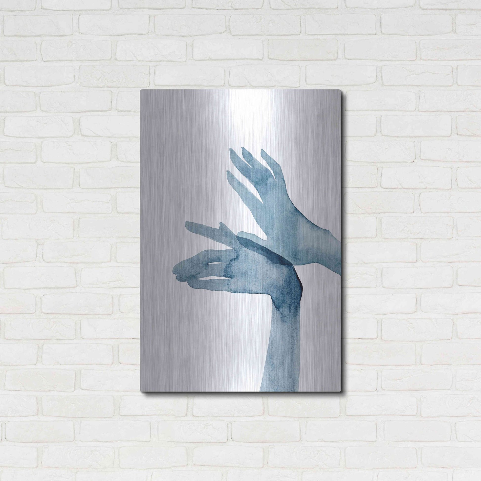 Luxe Metal Art 'Shadow Hands I' by Grace Popp, Metal Wall Art,24x36