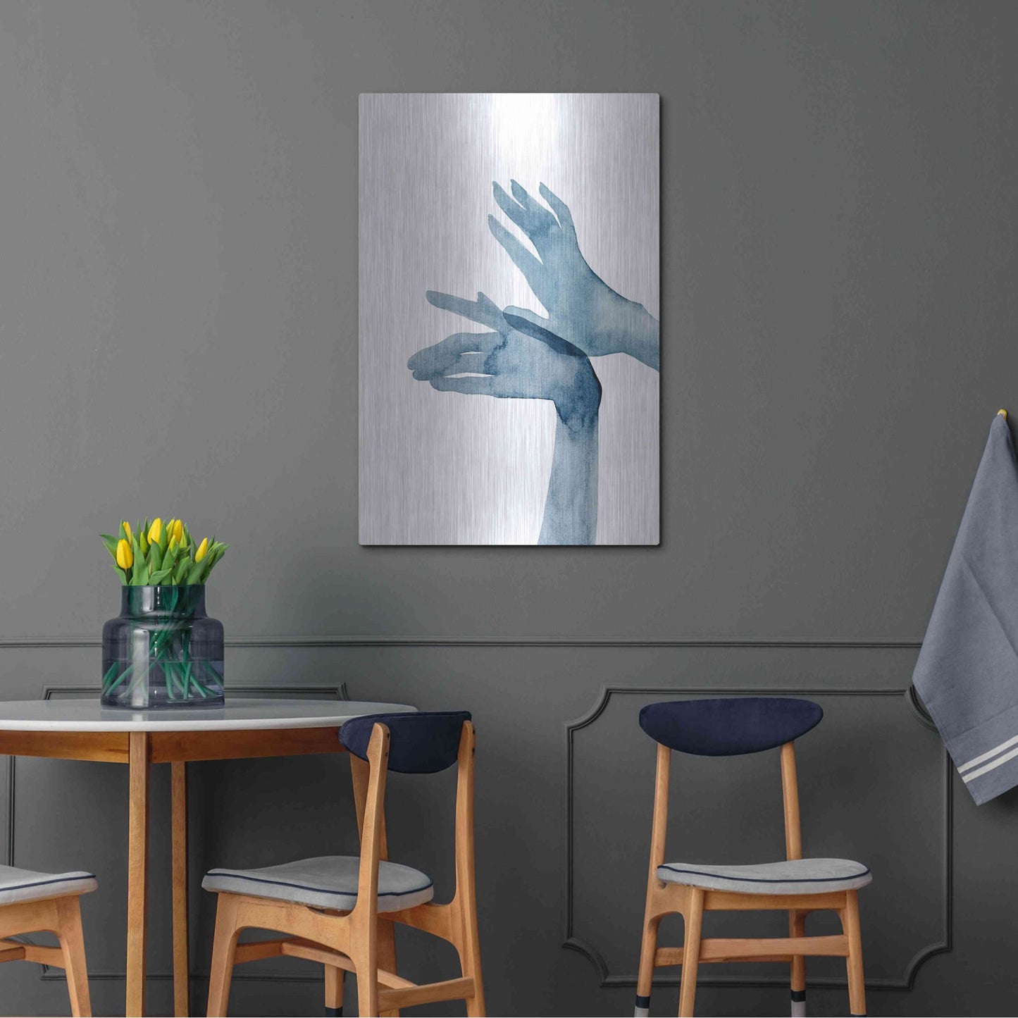 Luxe Metal Art 'Shadow Hands I' by Grace Popp, Metal Wall Art,24x36