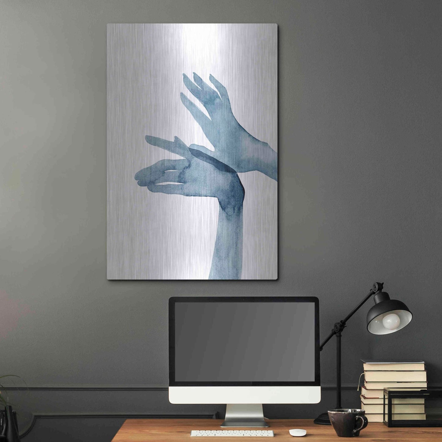 Luxe Metal Art 'Shadow Hands I' by Grace Popp, Metal Wall Art,24x36