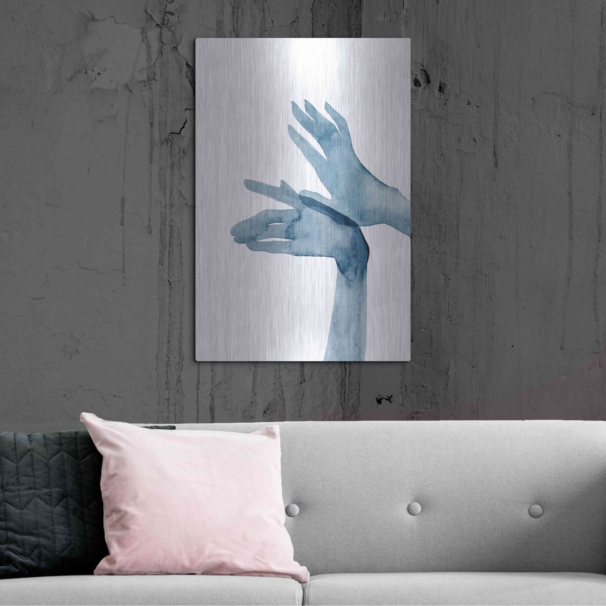 Luxe Metal Art 'Shadow Hands I' by Grace Popp, Metal Wall Art,24x36