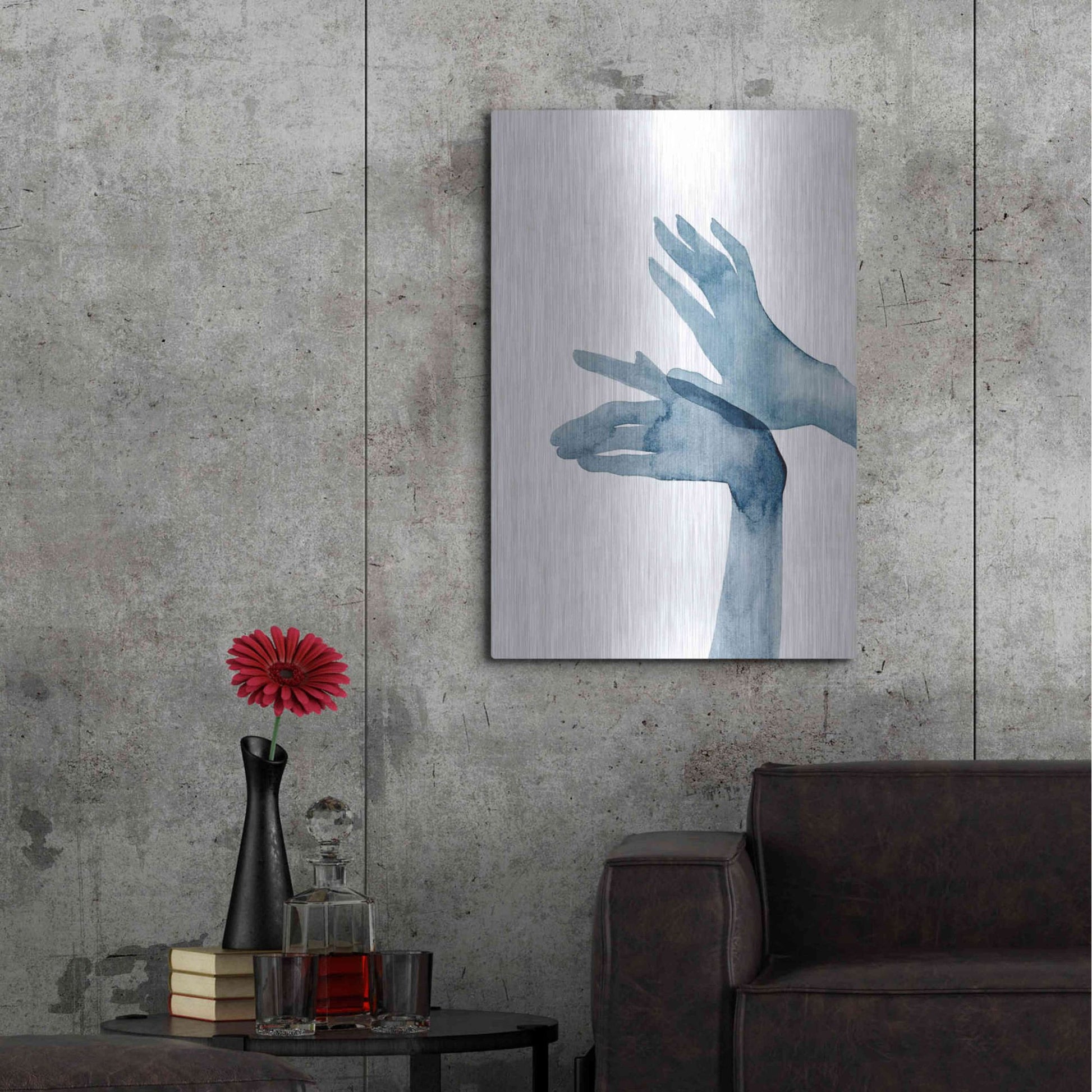 Luxe Metal Art 'Shadow Hands I' by Grace Popp, Metal Wall Art,24x36