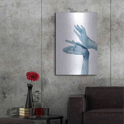 Luxe Metal Art 'Shadow Hands I' by Grace Popp, Metal Wall Art,24x36