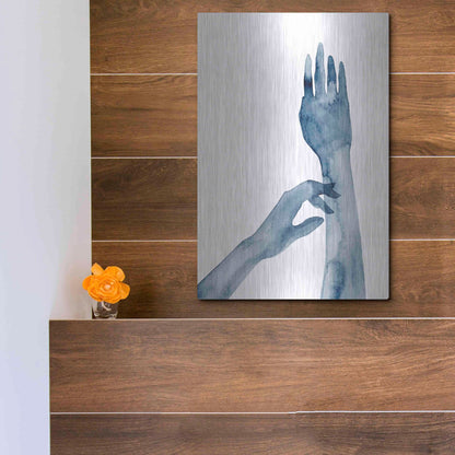 Luxe Metal Art 'Shadow Hands II' by Grace Popp, Metal Wall Art,12x16