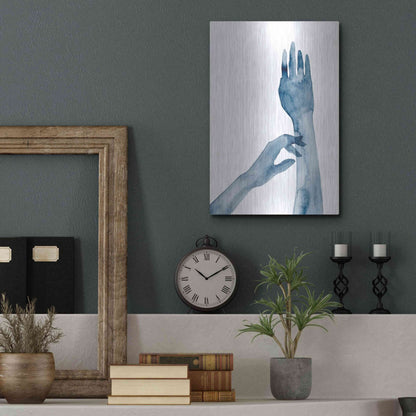 Luxe Metal Art 'Shadow Hands II' by Grace Popp, Metal Wall Art,12x16