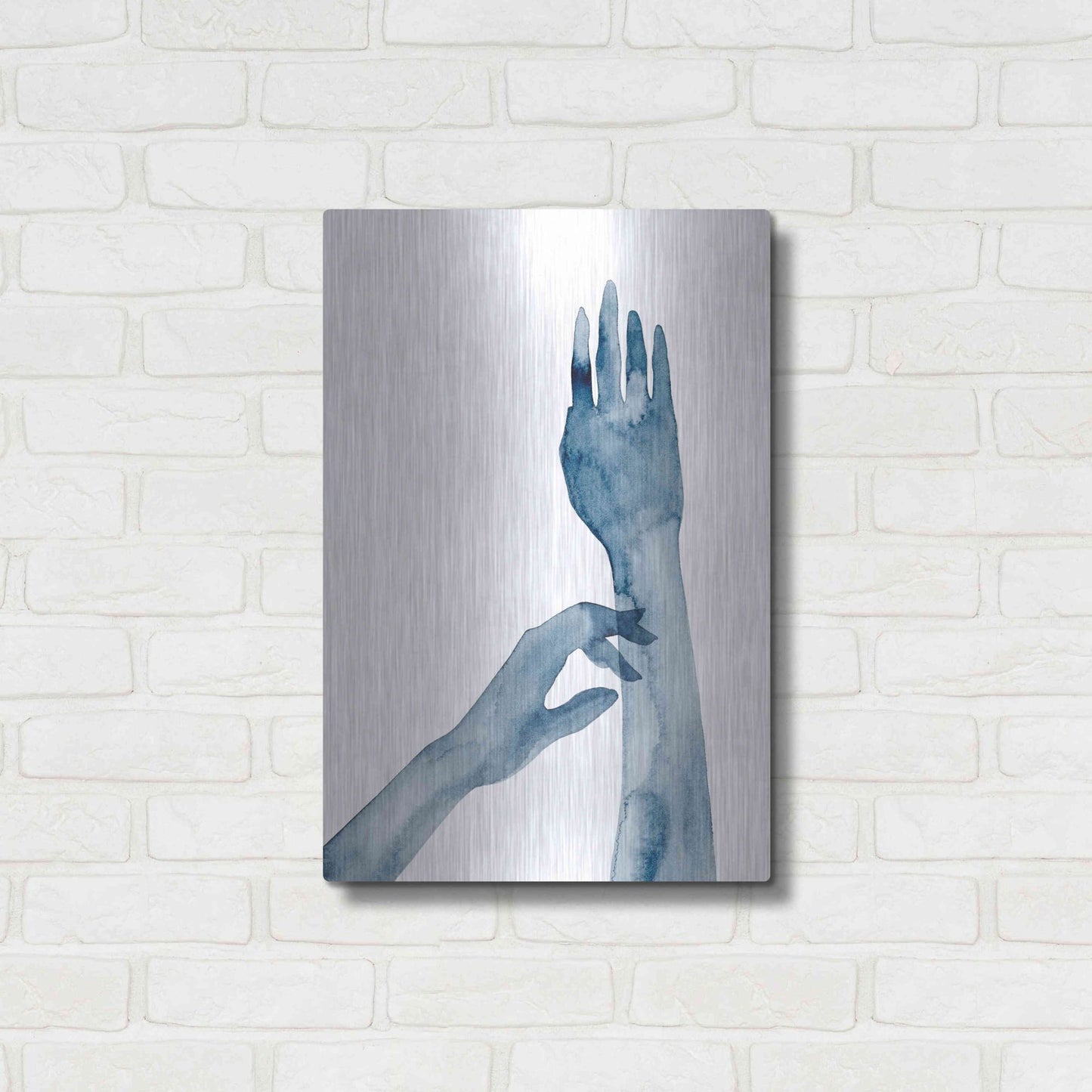 Luxe Metal Art 'Shadow Hands II' by Grace Popp, Metal Wall Art,16x24