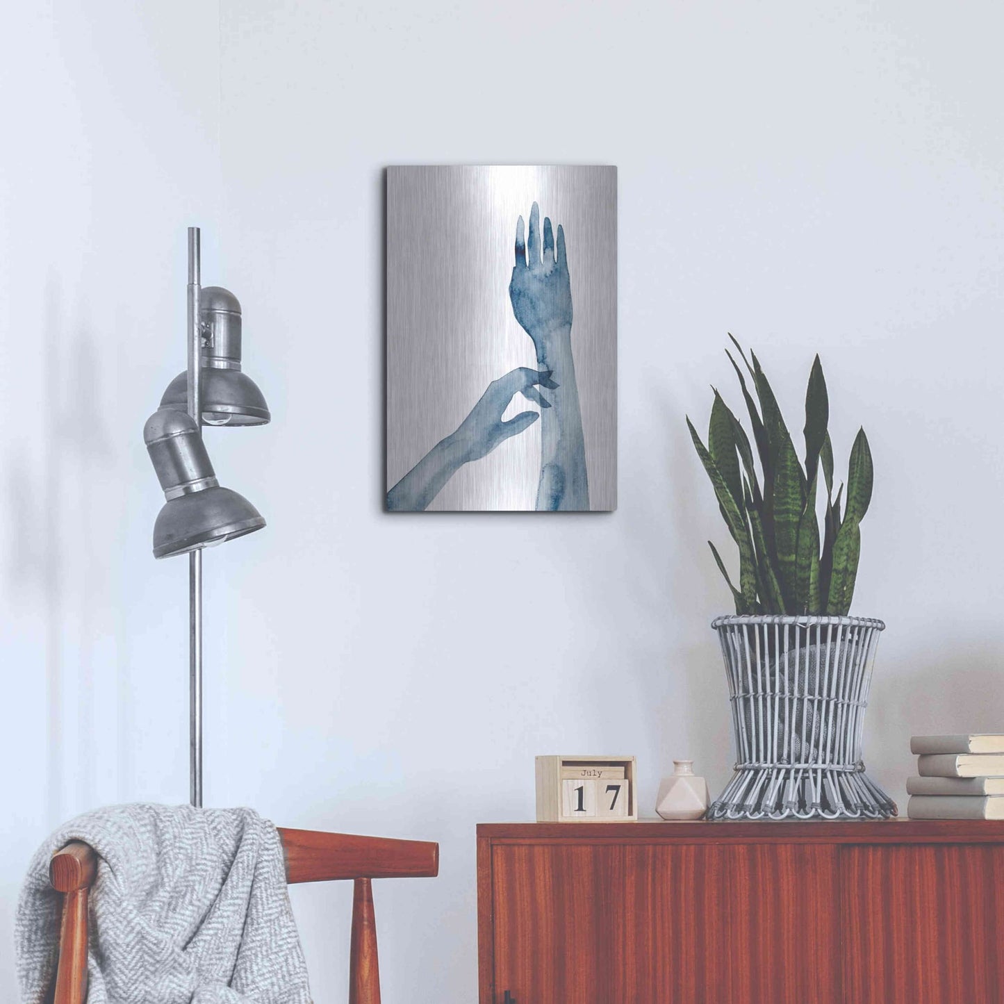 Luxe Metal Art 'Shadow Hands II' by Grace Popp, Metal Wall Art,16x24