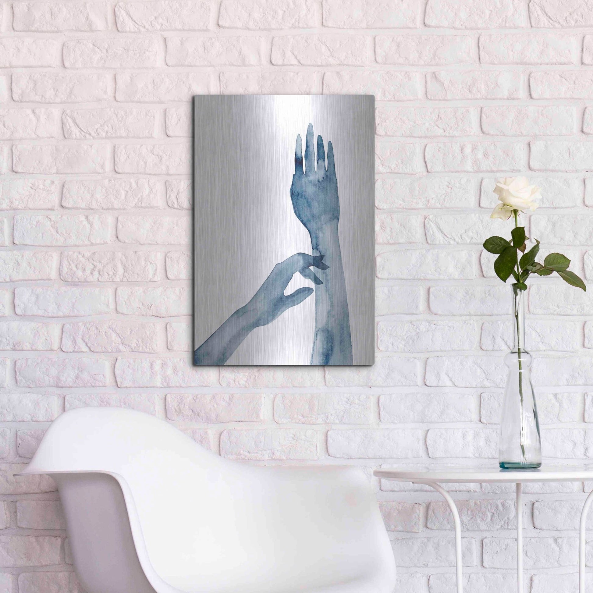 Luxe Metal Art 'Shadow Hands II' by Grace Popp, Metal Wall Art,16x24