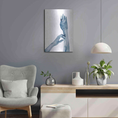 Luxe Metal Art 'Shadow Hands II' by Grace Popp, Metal Wall Art,16x24