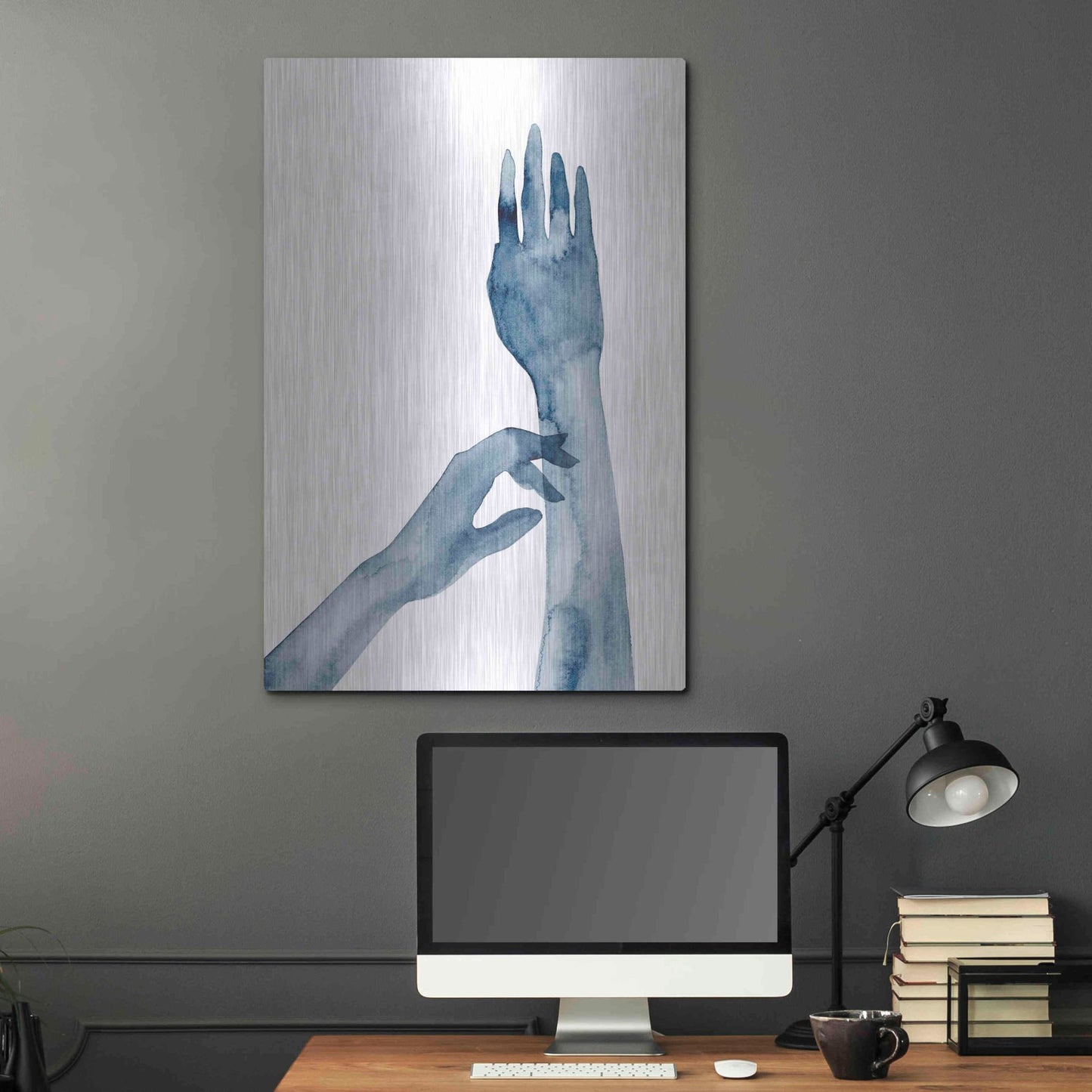 Luxe Metal Art 'Shadow Hands II' by Grace Popp, Metal Wall Art,24x36