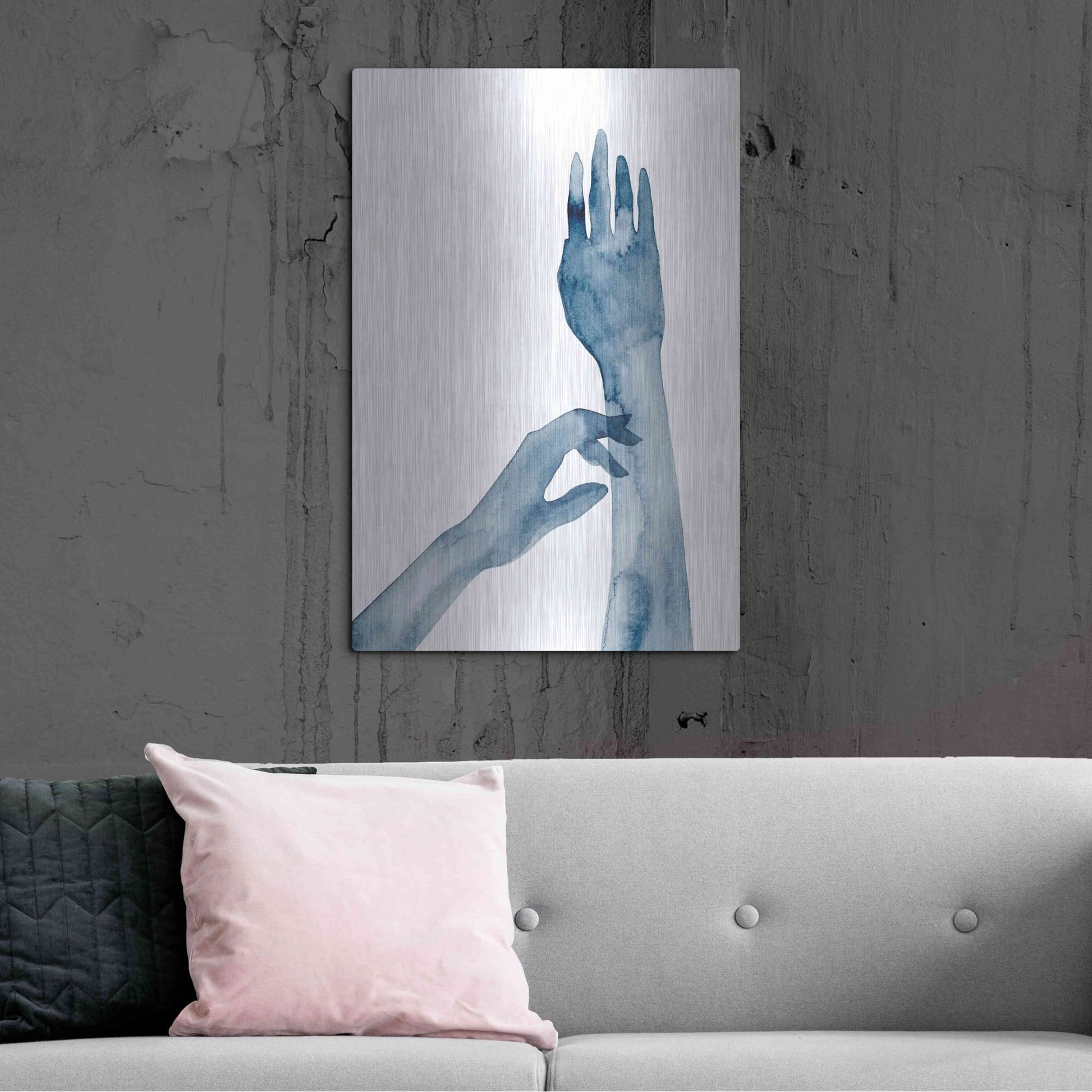 Luxe Metal Art 'Shadow Hands II' by Grace Popp, Metal Wall Art,24x36
