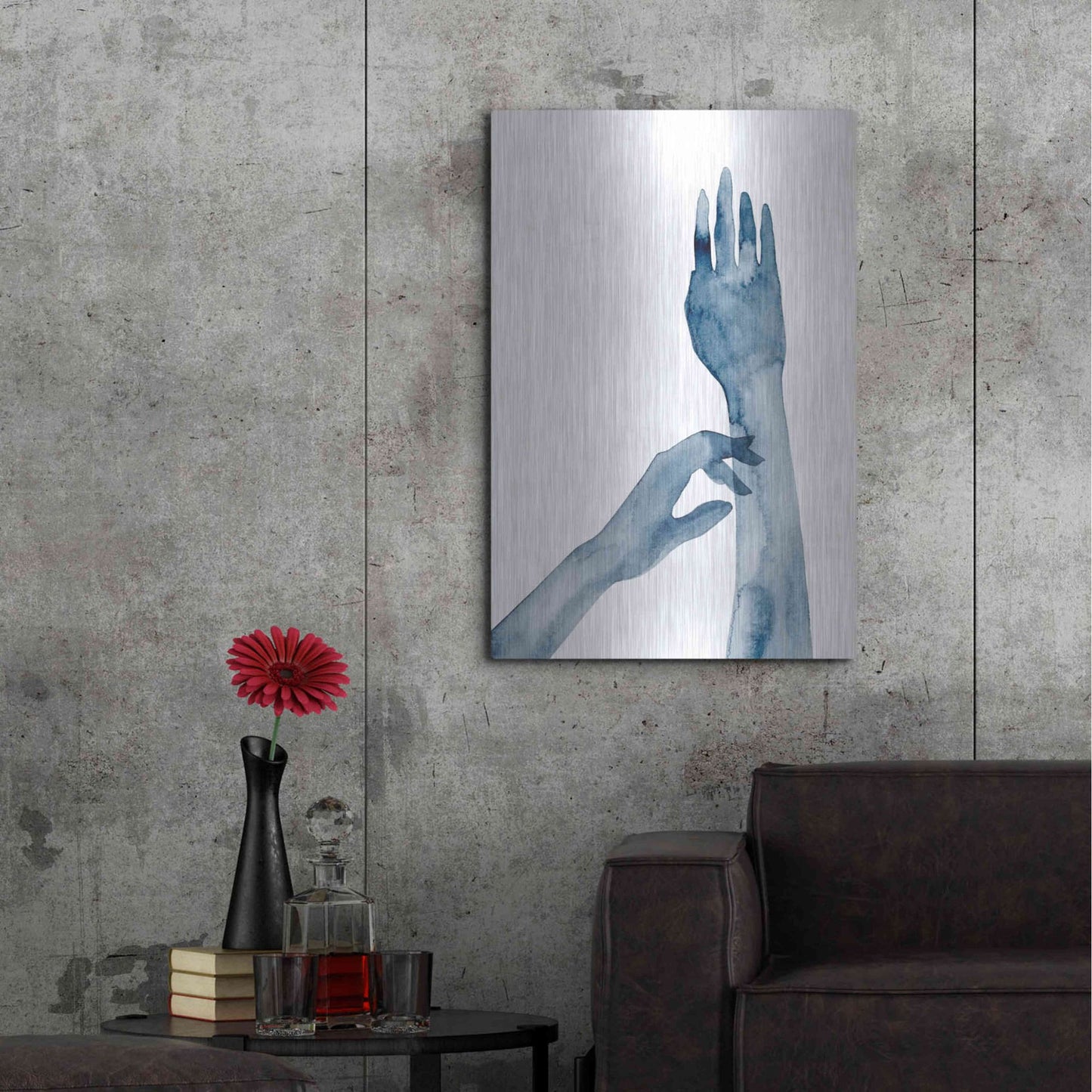 Luxe Metal Art 'Shadow Hands II' by Grace Popp, Metal Wall Art,24x36