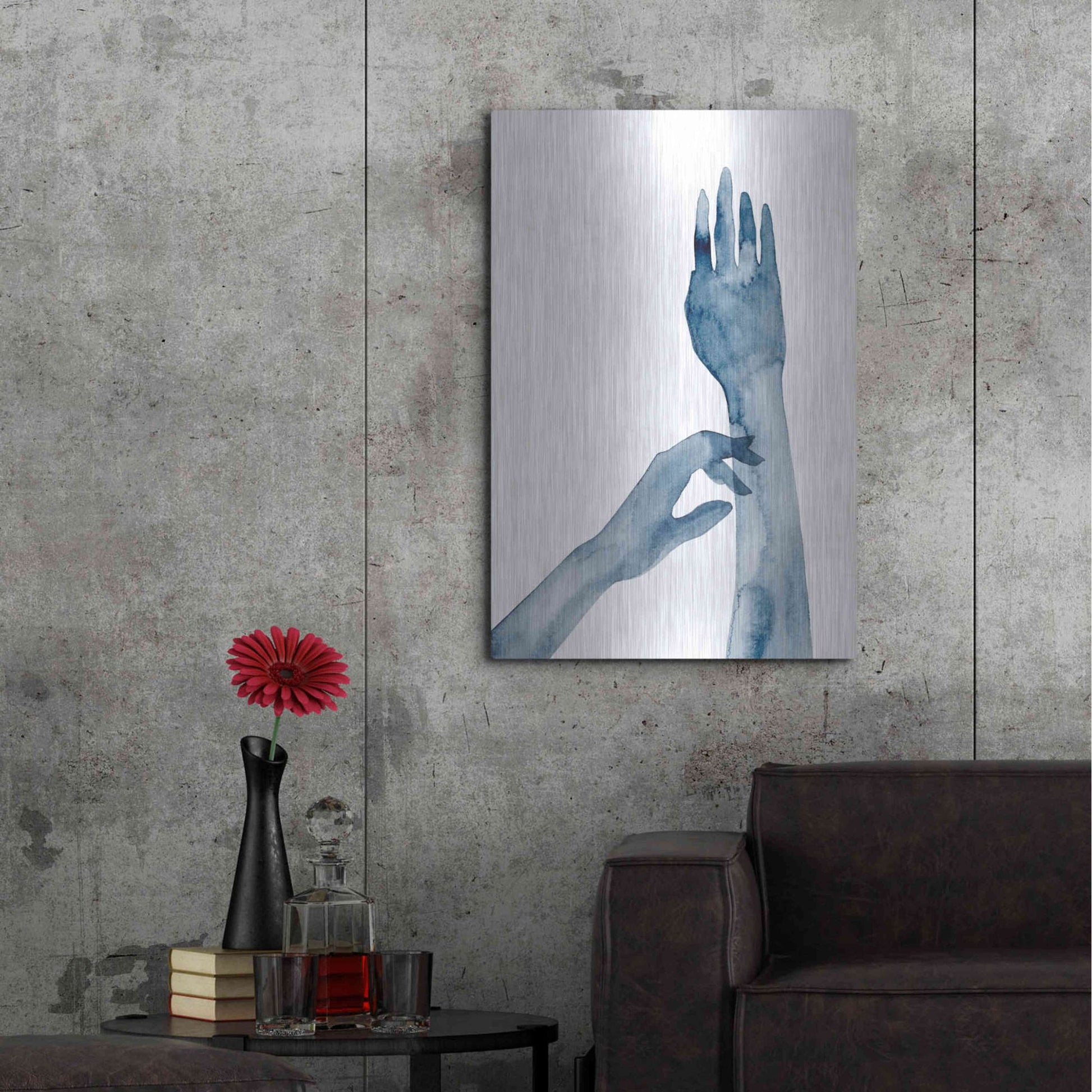 Luxe Metal Art 'Shadow Hands II' by Grace Popp, Metal Wall Art,24x36