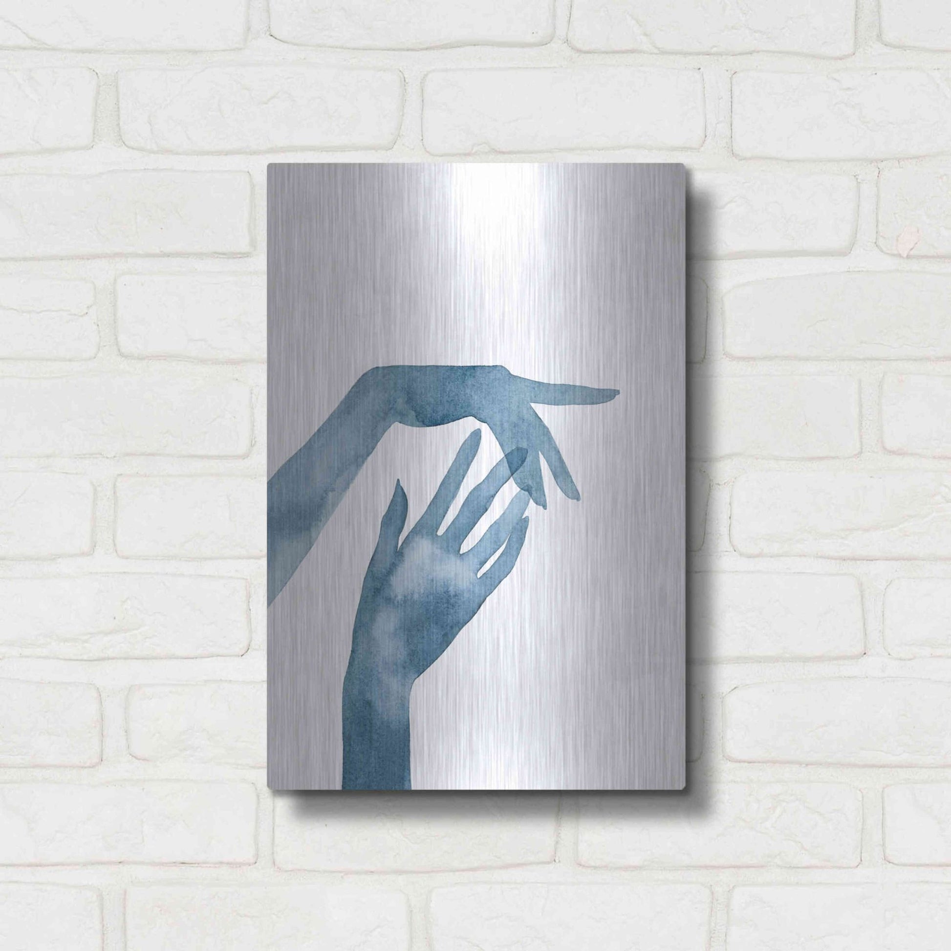 Luxe Metal Art 'Shadow Hands III' by Grace Popp, Metal Wall Art,12x16