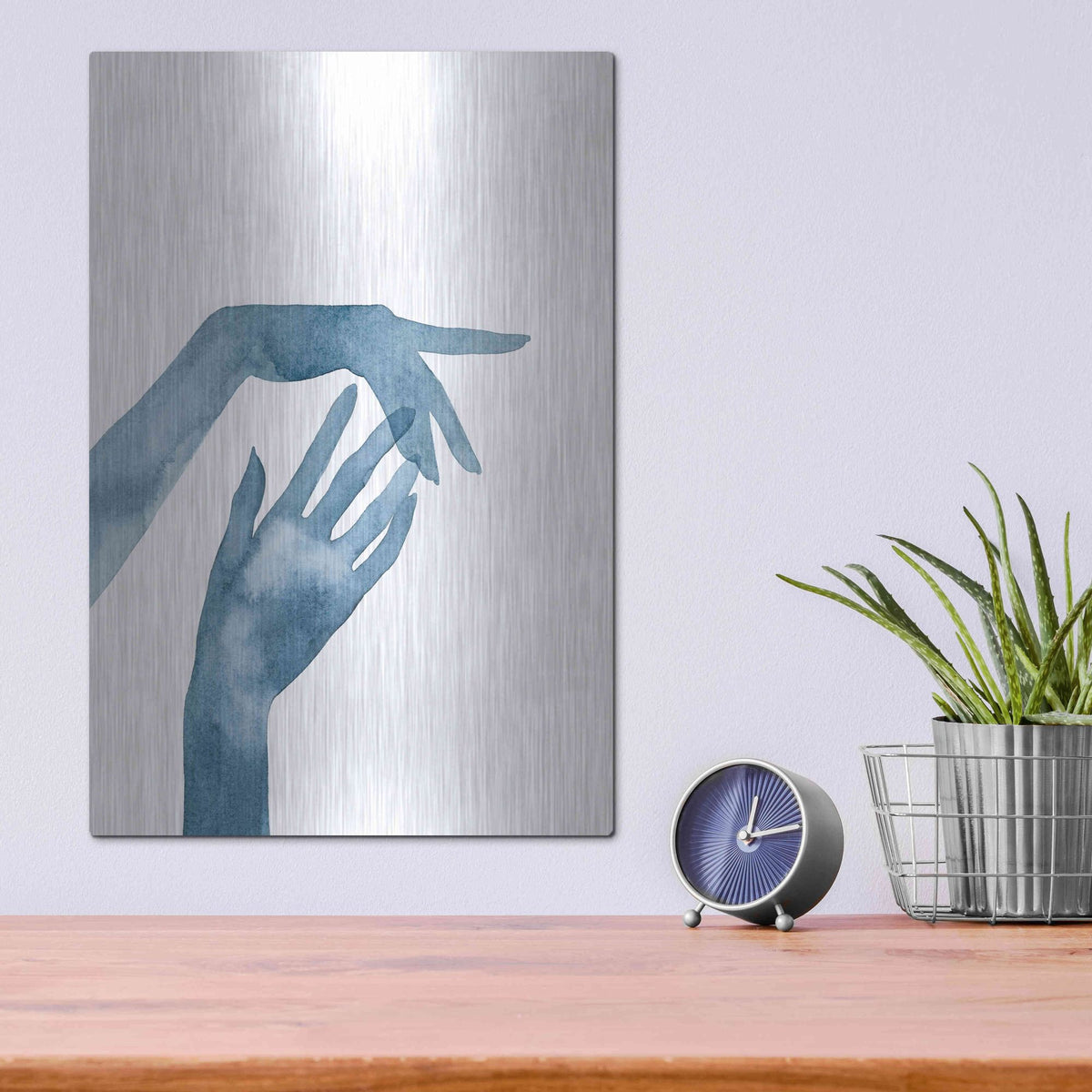 Luxe Metal Art 'Shadow Hands III' by Grace Popp, Metal Wall Art,12x16