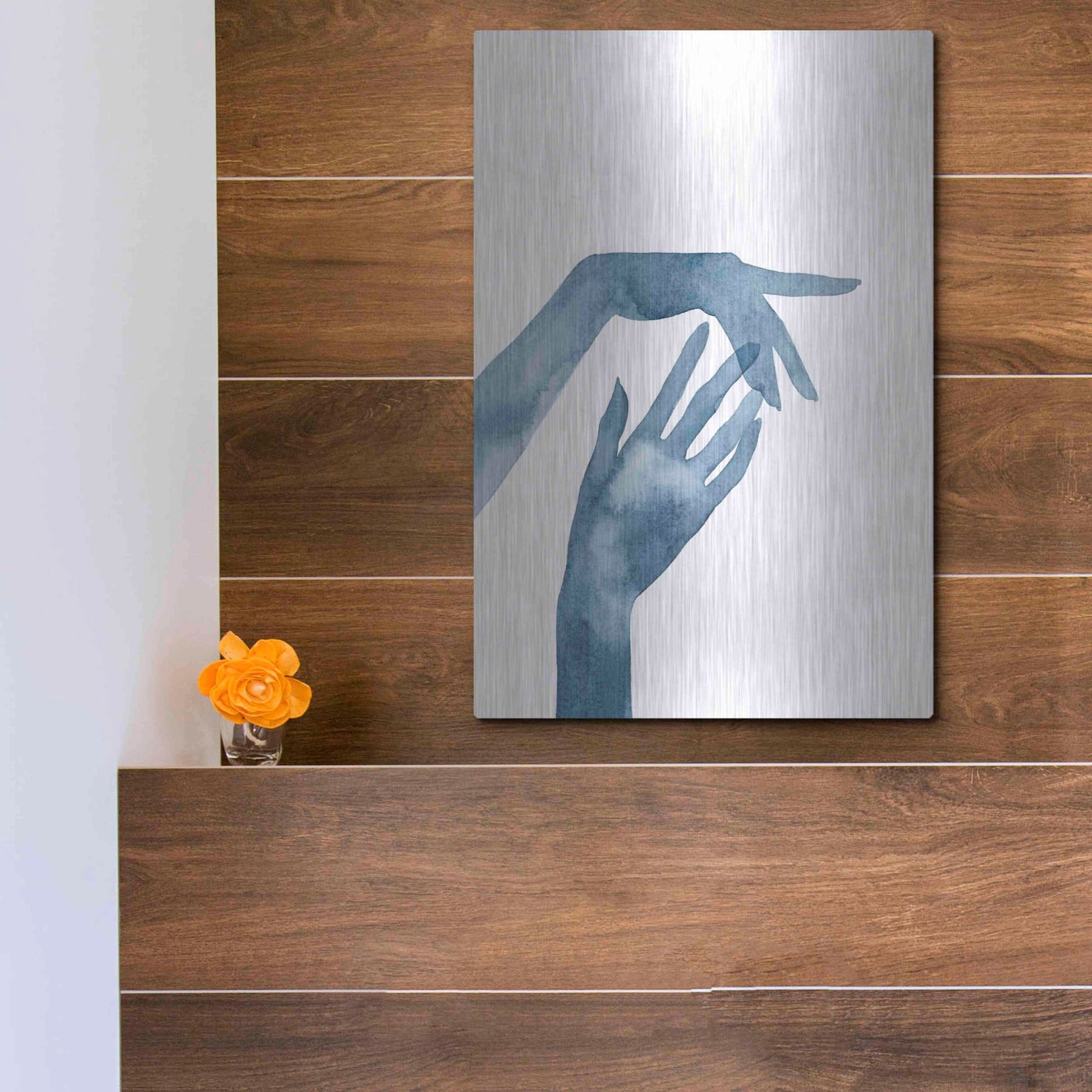 Luxe Metal Art 'Shadow Hands III' by Grace Popp, Metal Wall Art,12x16