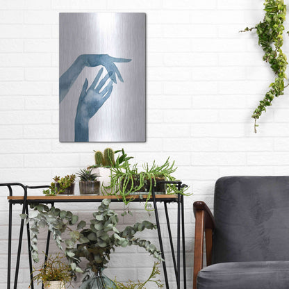 Luxe Metal Art 'Shadow Hands III' by Grace Popp, Metal Wall Art,12x16
