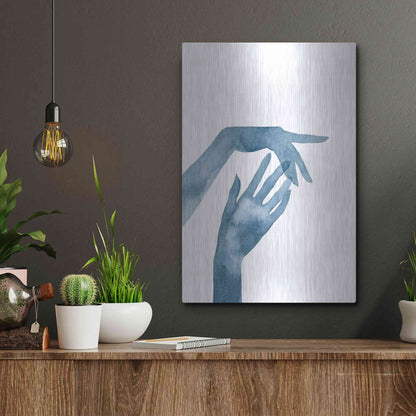 Luxe Metal Art 'Shadow Hands III' by Grace Popp, Metal Wall Art,12x16