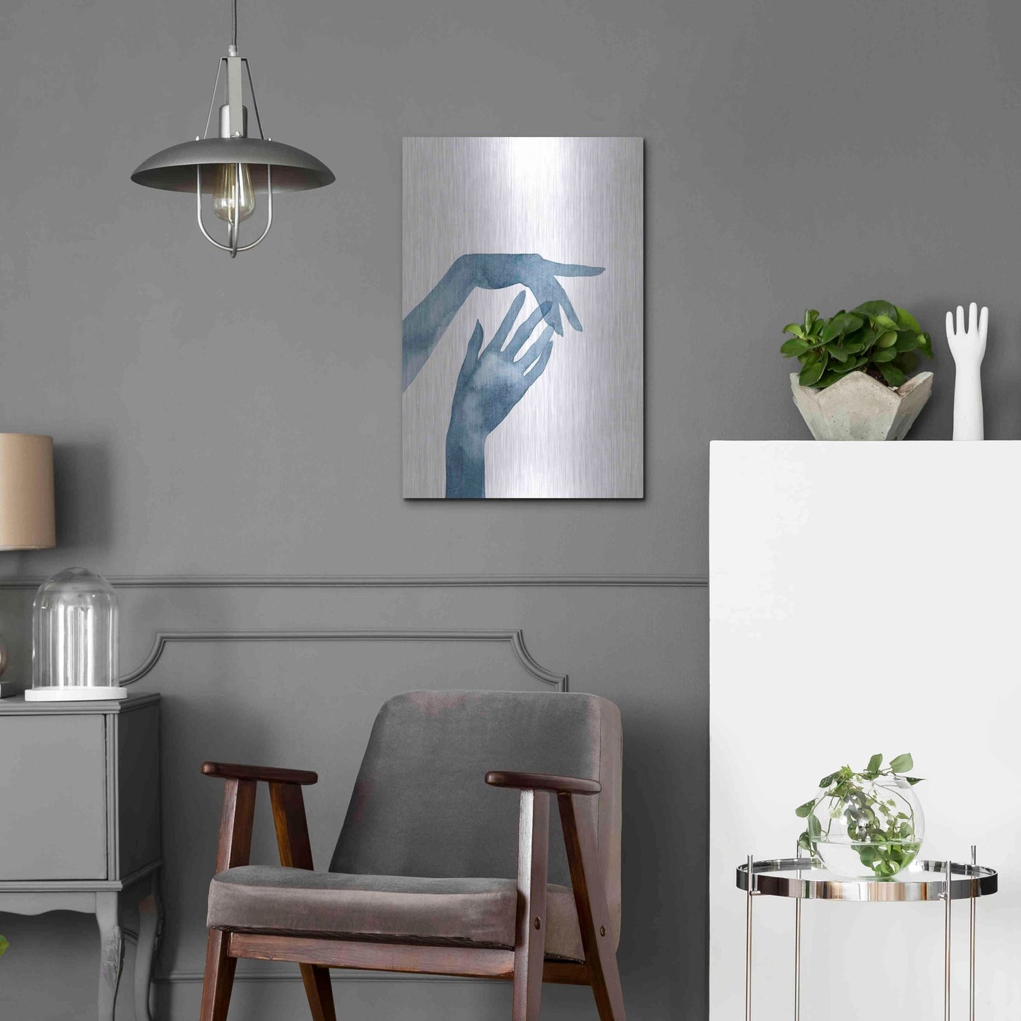 Luxe Metal Art 'Shadow Hands III' by Grace Popp, Metal Wall Art,16x24