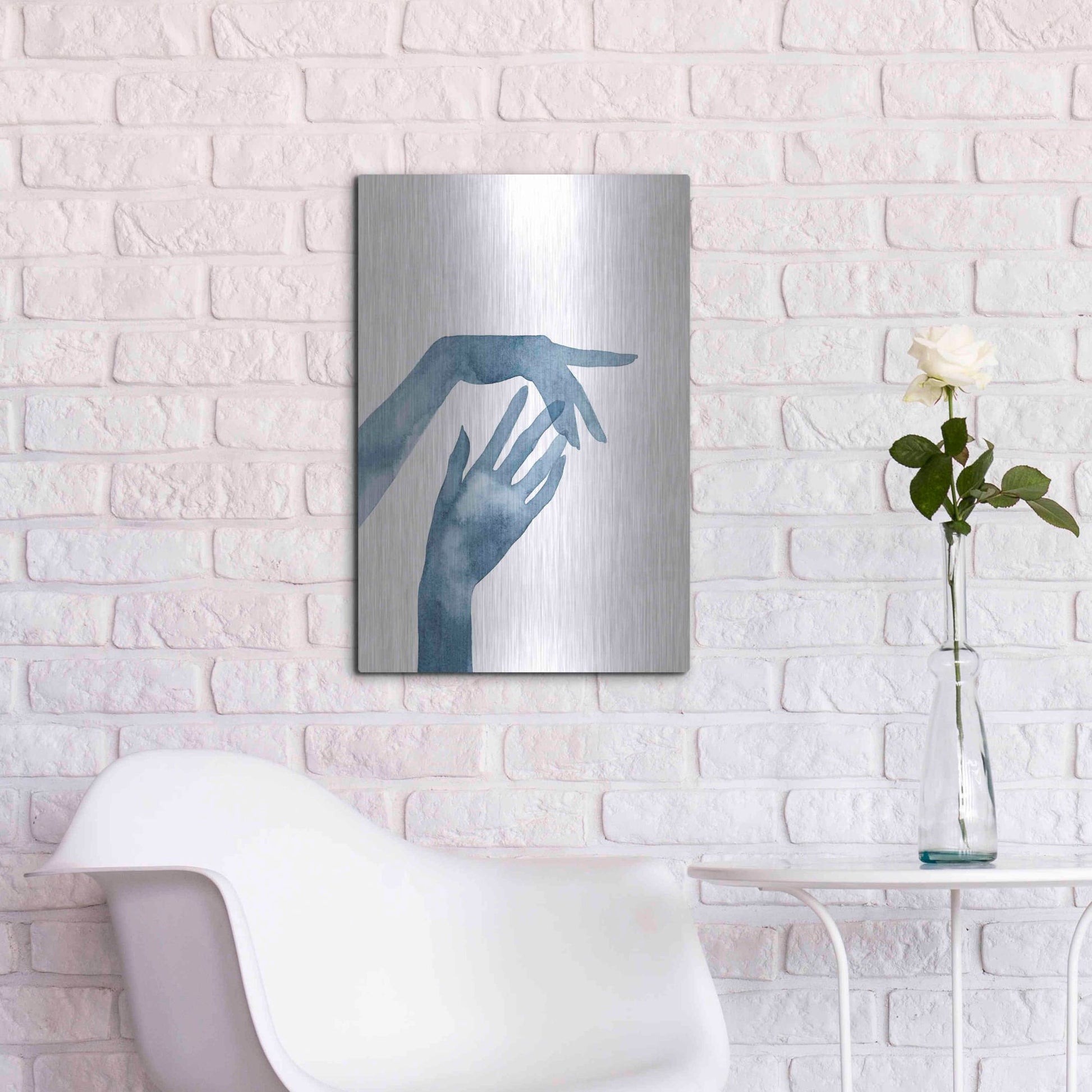 Luxe Metal Art 'Shadow Hands III' by Grace Popp, Metal Wall Art,16x24