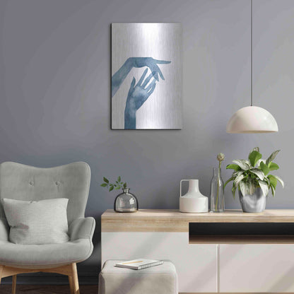 Luxe Metal Art 'Shadow Hands III' by Grace Popp, Metal Wall Art,16x24